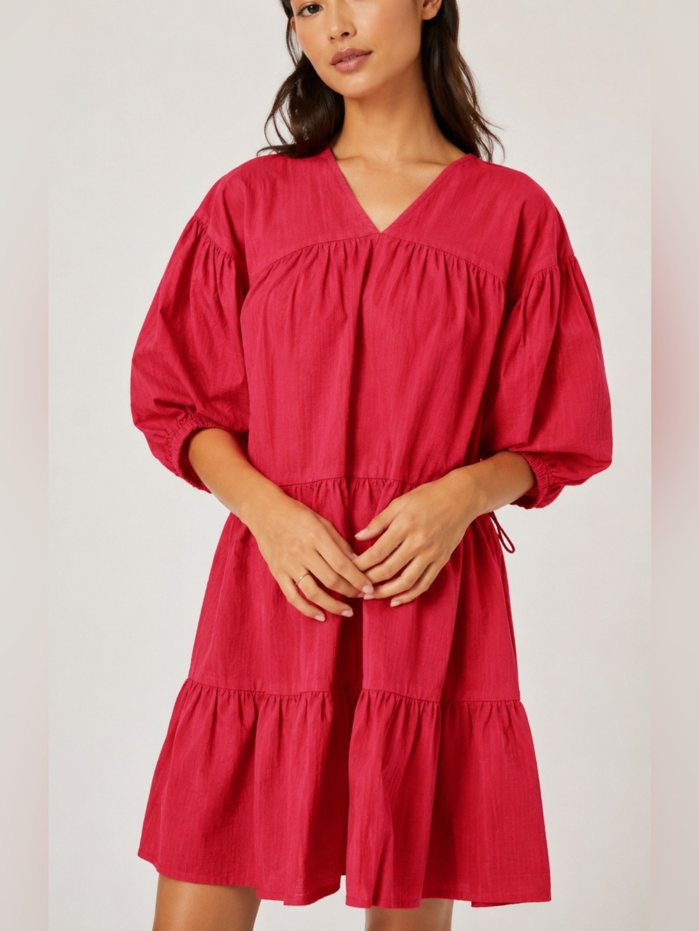 Sundry tiered poppy dress, large, size 3